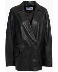 Stand Studio Pernille Teisbaek Cassidy Double-breasted Leather Blazer - Black