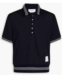 Thom Browne - Striped Pointelle-knit Cotton Polo Shirt - Lyst