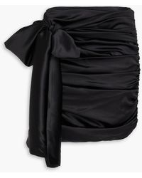 Dolce & Gabbana - Tie-Detailed Draped Silk-Blend Satin Mini Skirt - Lyst
