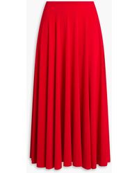Norma Kamali - Pleated Stretch-Jersey Midi Skirt - Lyst