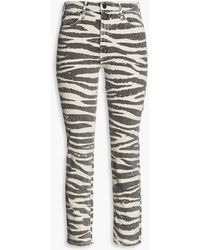 Mother - Cropped Zebra-print Mid-rise Straight-leg Jeans - Lyst