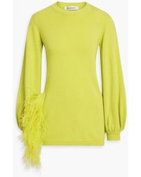 Valentino Garavani - Feather-trimmed Wool And Cashmere-blend Sweater - Lyst