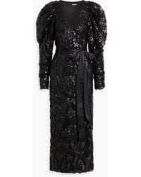 ROTATE BIRGER CHRISTENSEN - Sequined Tulle Midi Wrap Dress - Lyst