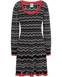 M Missoni Crochet-knit Wool-blend Mini Dress - Black
