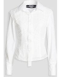 Jacquemus - Ruched Stretch-mesh Paneled Cotton-poplin Shirt - Lyst