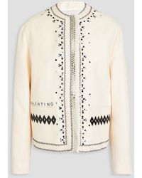 Valentino Garavani - Embellished Wool And Silk-blend Crepe Jacket - Lyst