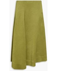 Vince - Draped Textured Satin-crepe Midi Skirt - Lyst