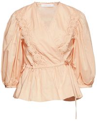 See By Chloé - Broderie Anglaise Cotton Wrap Top - Lyst