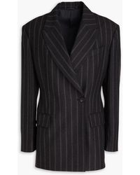 Brunello Cucinelli - Double-breasted Pinstriped Wool-blend Blazer - Lyst
