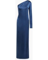Safiyaa - Drapiertes maxikleid aus seidensatin mit asymmetrischer schulterpartie - Lyst