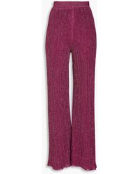 M Missoni - Metallic Ribbed Crochet-knit Straight-leg Pants - Lyst