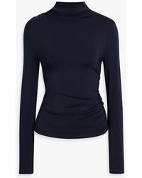 Veronica Beard - Mylie Ruched Lyocell-blend Jersey Turtleneck Top - Lyst