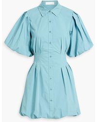 Jonathan Simkhai - Cleo Pleated Cotton-blend Poplin Mini Shirt Dress - Lyst