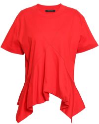 Cedric Charlier Flared Cotton-jersey T-shirt Red