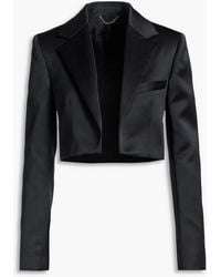 Victoria Beckham - Cropped Cotton-Blend Satin Jacket - Lyst