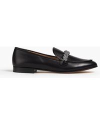 Gianvito Rossi - Crystal-embellished Leather Loafers - Lyst