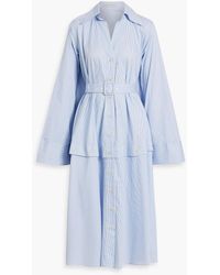 Palmer//Harding - Spliced Convertible Belted Striped Cotton-poplin Midi Shirt Dress - Lyst