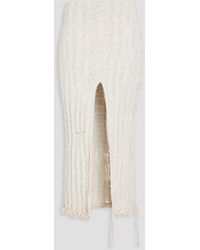 Acne Studios - Distressed Ribbed Wool-blend Midi Skirt - Lyst