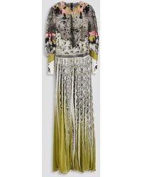 Valentino Garavani - Embellished Tulle-paneled Silk-voile Gown - Lyst