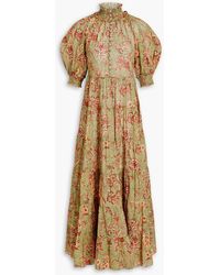 Zimmermann - Tiered Floral-print Cotton Maxi Dress - Lyst
