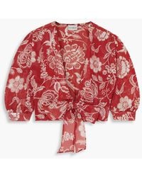 Evarae - Spirit Cropped Floral-print Silk-chiffon Top - Lyst