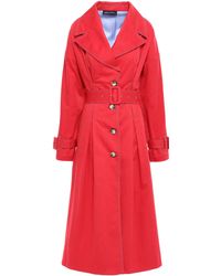 Anna October Stretch-cotton Gabardine Trench Coat Coral - Red