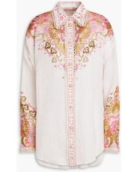 Zimmermann - Laurel hemd aus ramie mit floralem print - Lyst