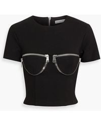 Area - Cropped Zip-Detailed Cady Top - Lyst