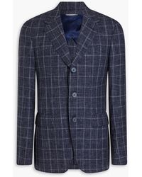 Canali - Checked Wool, Silk And Linen-blend Blazer - Lyst