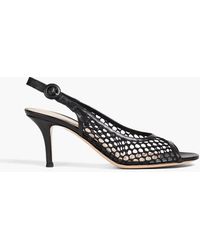 Gianvito Rossi - Mesh And Leather Slingback Pumps - Lyst