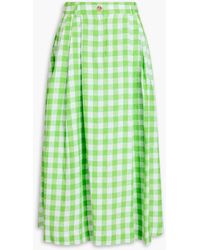 Mara Hoffman - Tulay Pleated Checked Hemp Maxi Skirt - Lyst