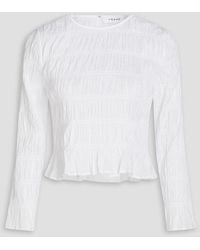 FRAME - Shirred Cotton Blouse - Lyst