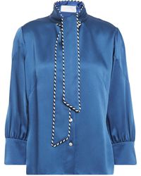 Peter Pilotto Pussy-bow Satin-crepe Blouse Blue