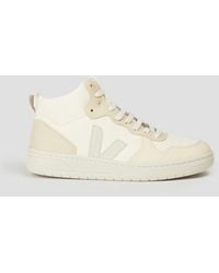 Veja - V-15 Chromefree Pebbled-leather High-top Sneakers - Lyst