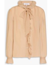 FRAME - Pussy-bow Ruffled Silk-chiffon Shirt - Lyst