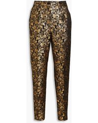 Dolce & Gabbana - Floral-jacquard Slim-leg Pants - Lyst