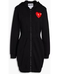Moschino - Appliquéd French Cotton-terry Hooded Mini Dress - Lyst