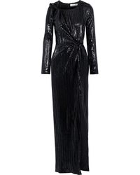 Diane von Furstenberg Ariah Twist-front Cutout Metallic Velvet Gown - Black