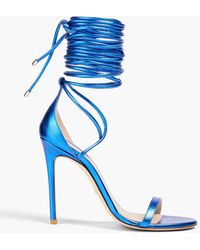 Stuart Weitzman - Lace-up Mirrored-leather Sandals - Lyst