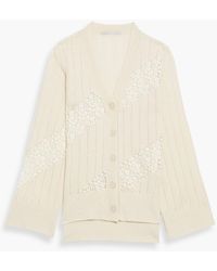 Stella McCartney - Lace-trimmed Cashmere And Wool-blend Cardigan - Lyst
