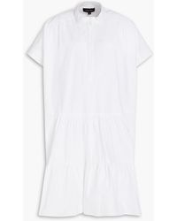 Saloni - Ashley Gathered Cotton-poplin Mini Shirt Dress - Lyst
