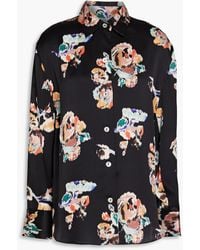 Vince - Ikat Floral-print Silk-satin Shirt - Lyst