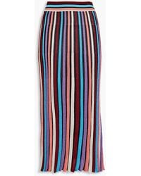 Boutique Moschino - Metallic Striped Ribbed-knit Midi Skirt - Lyst