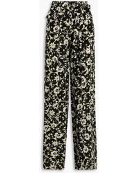 Valentino Garavani - Floral-print Silk-crepe Wide-leg Pants - Lyst