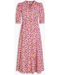 Diane von Furstenberg - Melissa Printed Stretch-cotton Poplin Midi Dress - Lyst