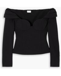 Magda Butrym - Off-the-shoulder Gathered Stretch-wool Crepe Bustier Top - Lyst