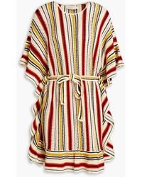 Zimmermann - Striped Crocheted Cotton Mini Dress - Lyst
