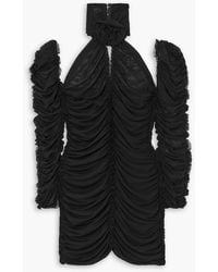 AZ FACTORY - Ester As Open-back Ruched Stretch-mesh Mini Dress - Lyst