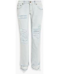 retroféte - maggie Distressed Low-rise Straight-leg Jeans - Lyst