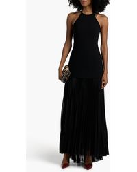 strapless open back dress Marchesa Girls Pleated Tulle Flounce Gown in Red